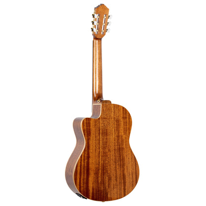 RCE138SN, modèle Slim Neck, pan coupé, EQ MagusPro, table épicéa massif, f/e sapele, manche acajou (sillet 48 mm), housse