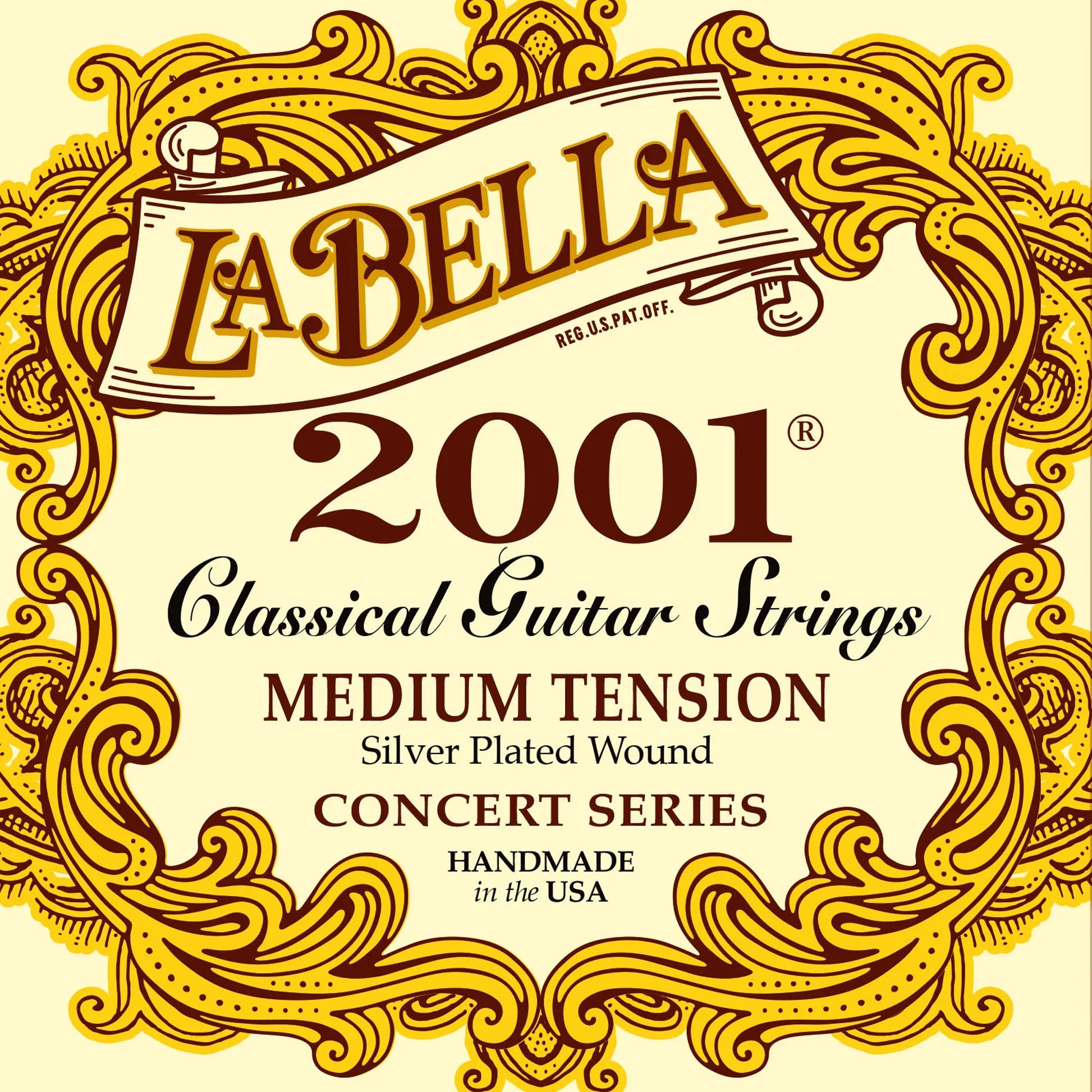 Jeu pour guitare classique 2001 CLASSICAL, aigus nylon, basses filées plaqué argent, tension Medium