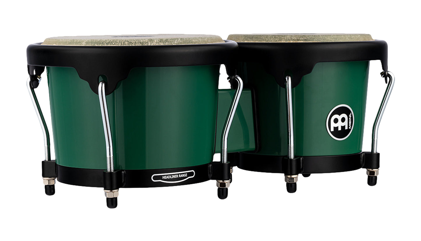 Bongos Journey 6" 1/2 & 7" 1/2, fûts ABS, peaux buffle sélectionnées, cercles arrondis, accastillage noir poudré, Forest Green