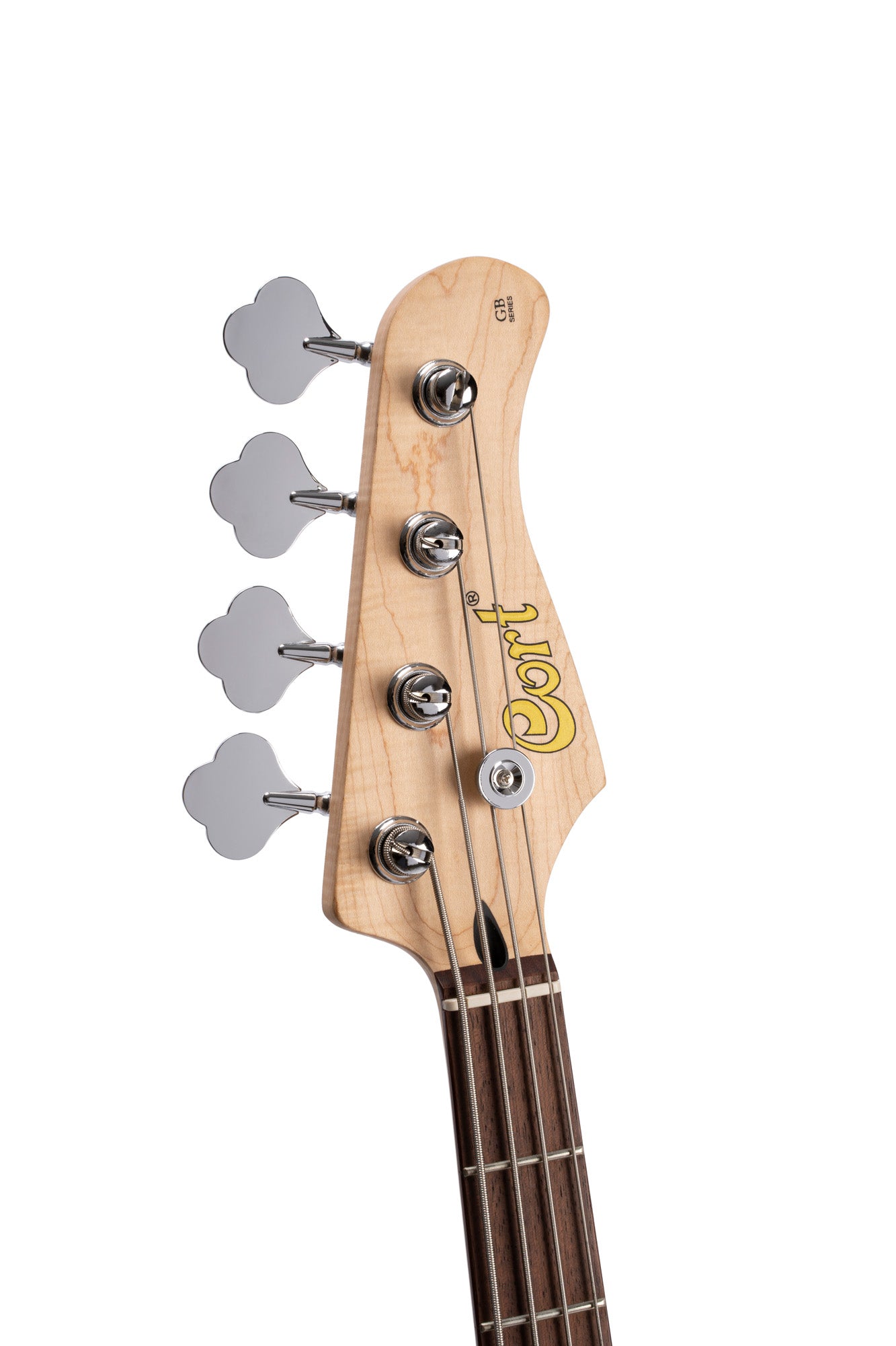 GB24JJ, 4 cordes, corps peuplier, table érable flammé, 2 micros simples Jazz Cort Powersound, sunburst 2 tons translucide