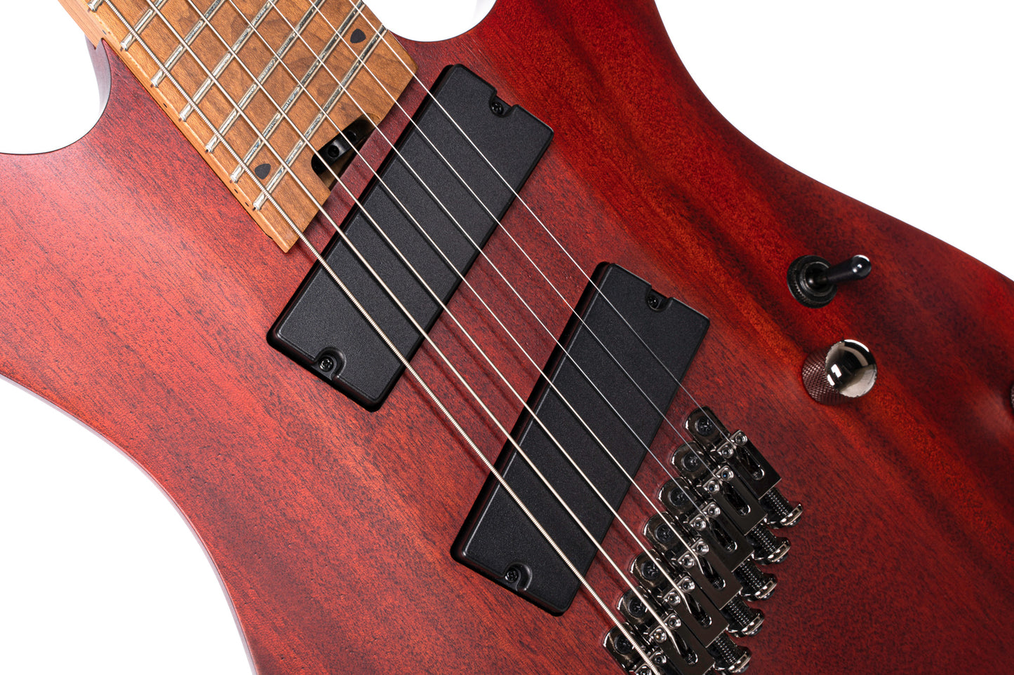 KX307MS, modèle 7 cordes, corps acajou, manche et touche érable torréfié, micros doubles passifs PowerBar, acajou pores ouverts