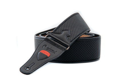 Courroie modèle MONTE-CARLO, matériau synthétique à perforations multiples, largeur 6 cm, longueur 90 à 153 cm, noir
