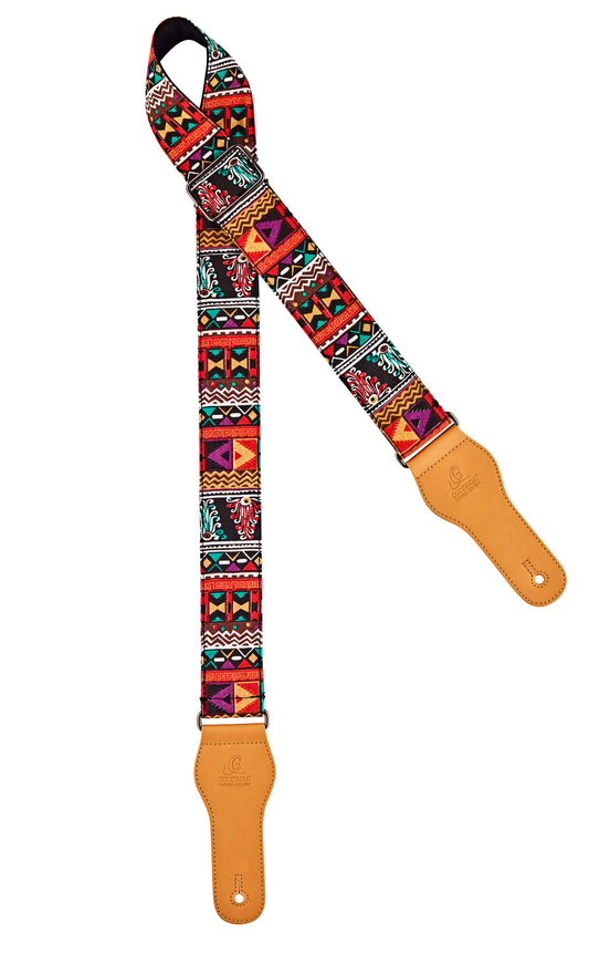 Courroie guitare, 100% coton, extrémités simili cuir, largeur 4.9 cm, longueur jusqu'à 158 cm, frisco dance