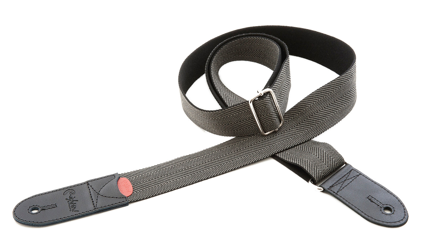 Courroie modèle BRIGHTON, extérieur tissu, extrémités synthétique, largeur 4 cm, longueur 85 à 153 cm, noir