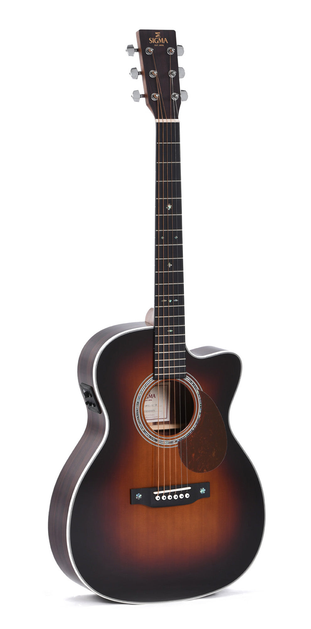 Modèle OMTC-1E-SB, Orchestra Model pan coupé, table épicéa massif, f/e tilia, touche micarta, EQ Fishman, sunburst brillant