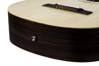 R16S, table épicéa Engelmann massif, fond & éclisses eucalyptus vieilli, manche hêtre (slim 48mm), housse, naturel satiné