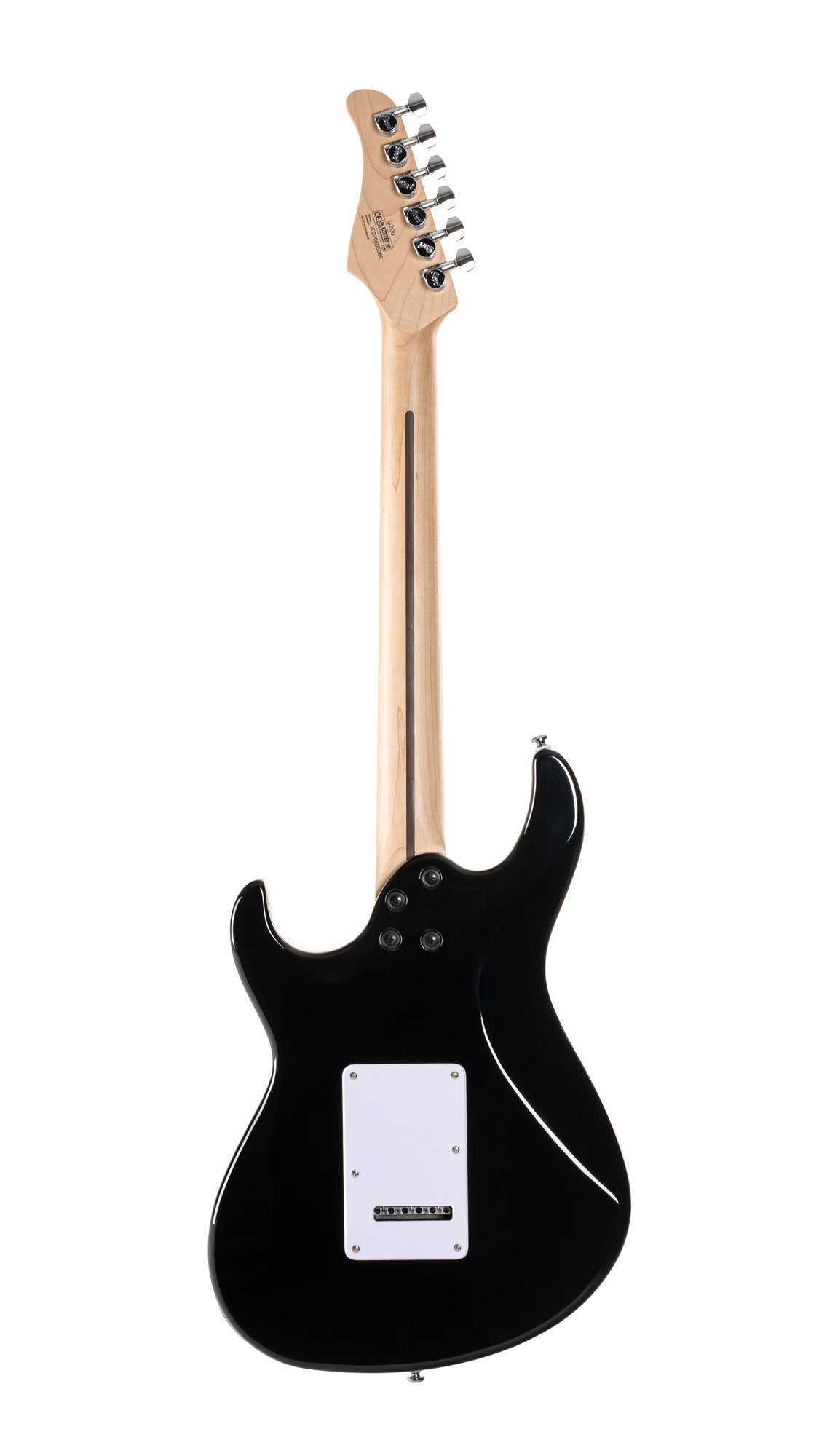 G200SP, corps peuplier, manche érable, touche jatoba , 2 micros simples et 1 double Powersound, plaque blanche, noir