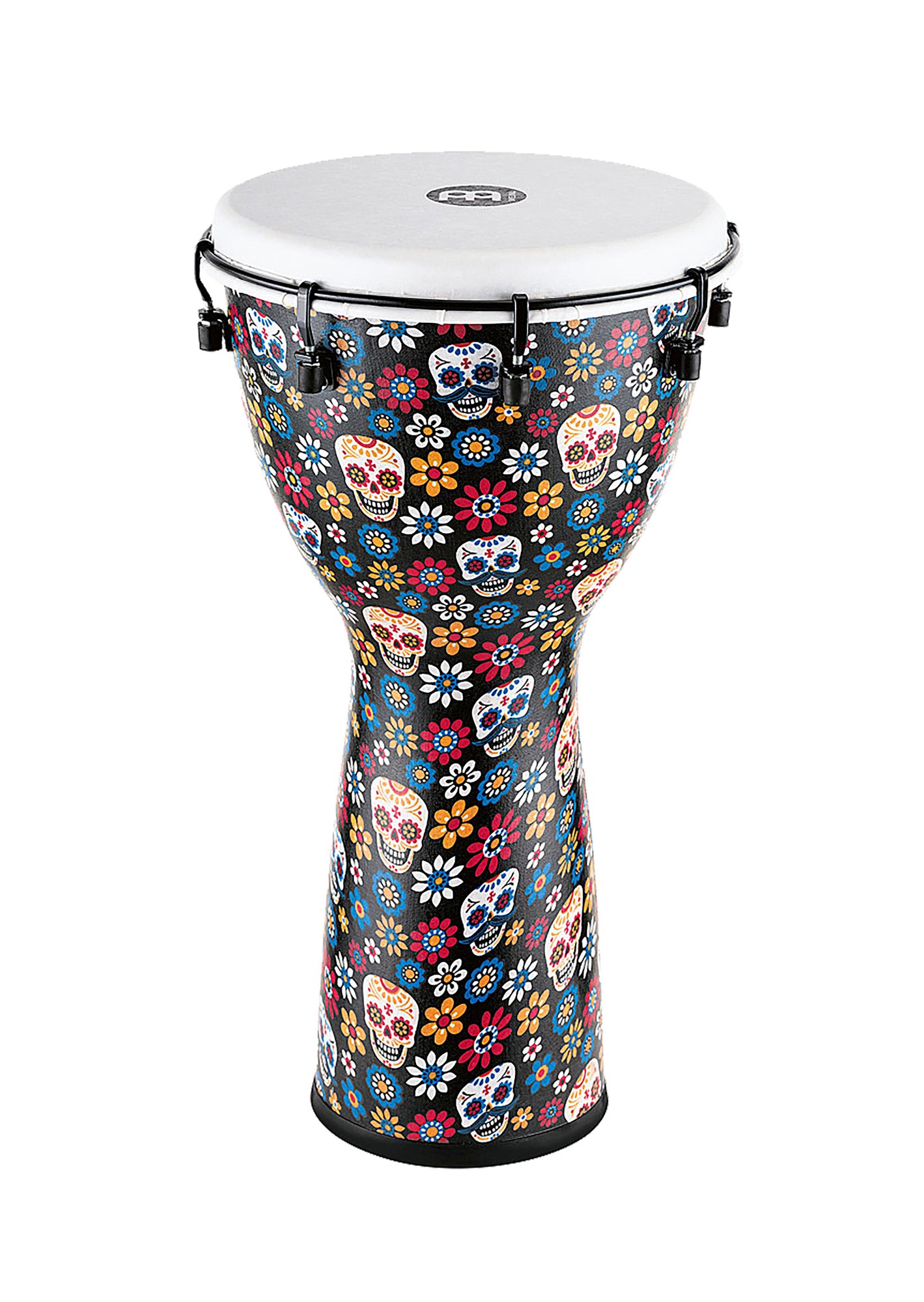Djembé Meinl Day of the Dead 12", hauteur 61cm, peau synthétique, poids léger, finition Day of the Dead