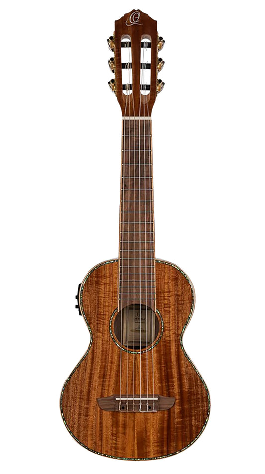 RGLE18ACA, EQ Ortega MagusUke, table acacia massif, fond & éclisses acacia, manche acajou (47 mm au sillet), housse luxe