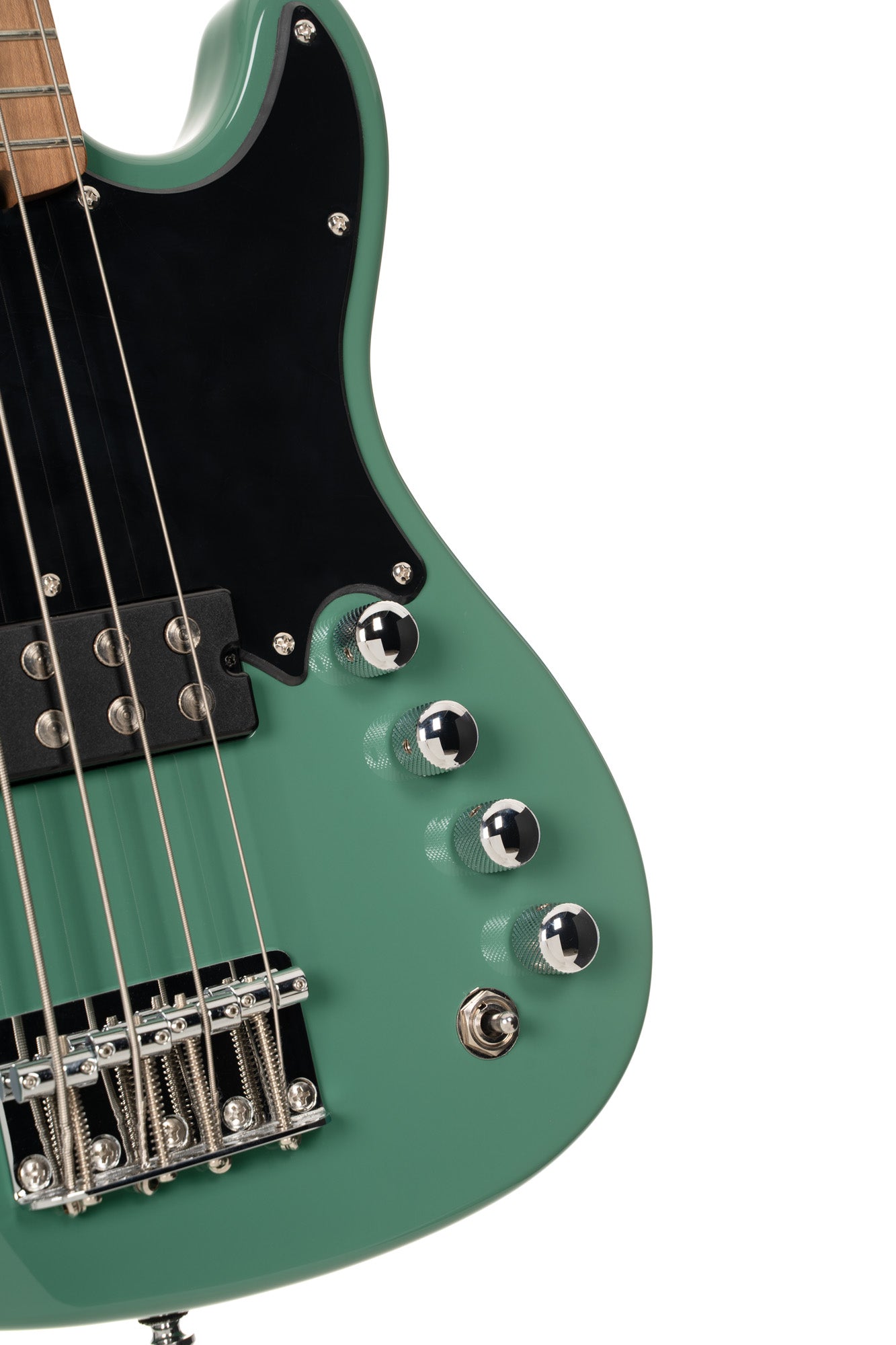GB-SC4, basse short scale 4 cordes, corps peuplier, humbucker Cort Powersound, préampli Markbass MB-1, forest green