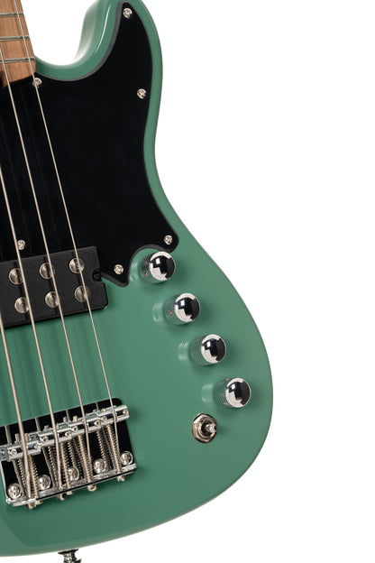 GB-SC4, basse short scale 4 cordes, corps peuplier, humbucker Cort Powersound, préampli Markbass MB-1, forest green