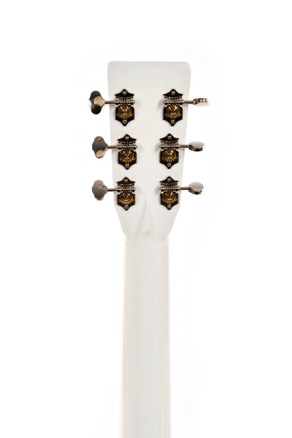 Modèle 000A WHITE PEARL, édition spéciale, Forme 000, table épicéa massif AA, f/e érable flammé, Fishman Sonitone, soft case