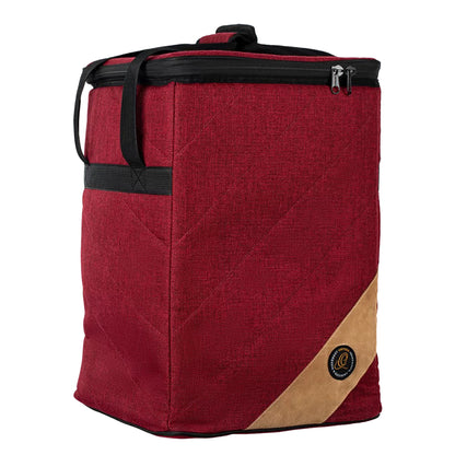 OGBCJ-BX, housse cajon Ortega Premium sac à dos, toile de coton rembourrée (10 mm) avec inserts en cuir suédé, Bordeaux