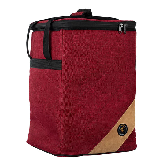 OGBCJ-BX, housse cajon Ortega Premium sac à dos, toile de coton rembourrée (10 mm) avec inserts en cuir suédé, Bordeaux