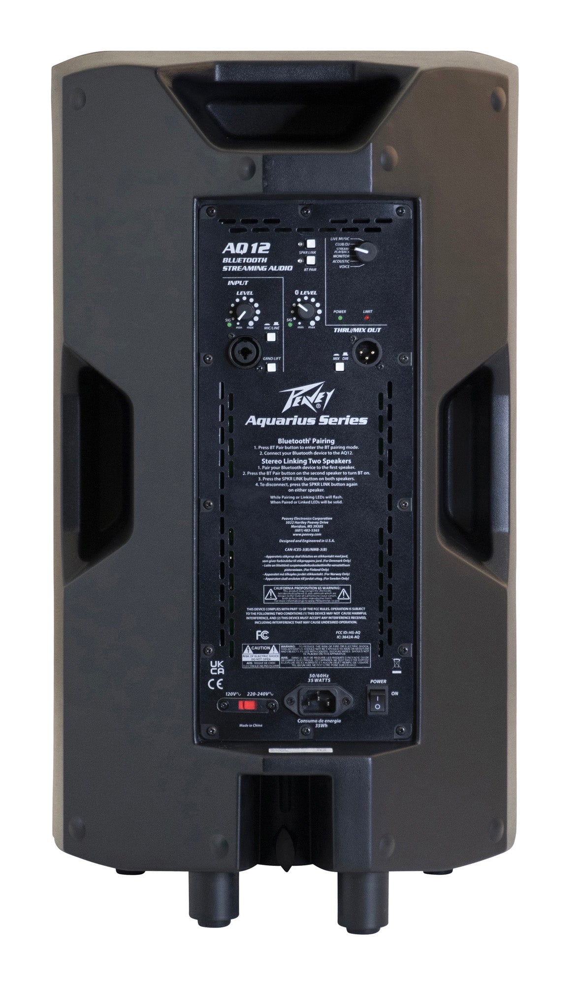Enceinte bi-amplifiée 1000W , 2 voies, 1x Woofer 12", amplificateur analogique, fonction Bluetooth, finition noir