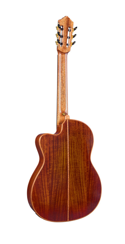 EXOTICSUITE C/E, Thinline, pan coupé, EQ MagusPro, table épicéa massif + placage acacia flammé, f/e acacia flammé, brillant