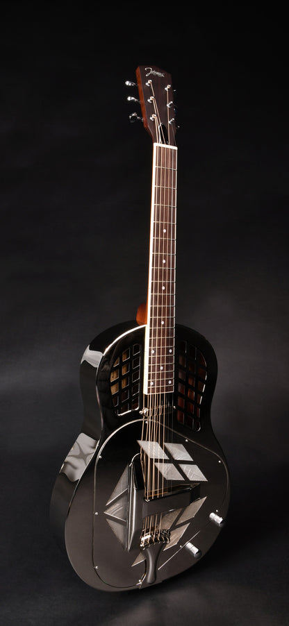 JR-999, corps en laiton, manche acajou, touche palissandre, micro simple, nickel brillant