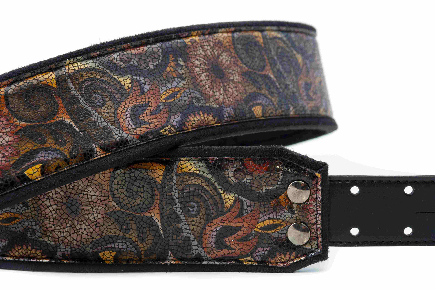 Courroie modèle CRUNCH, extérieur synthétique, largeur 6 cm, longueur 100 à 145 cm, porte-médiators intégré, noir