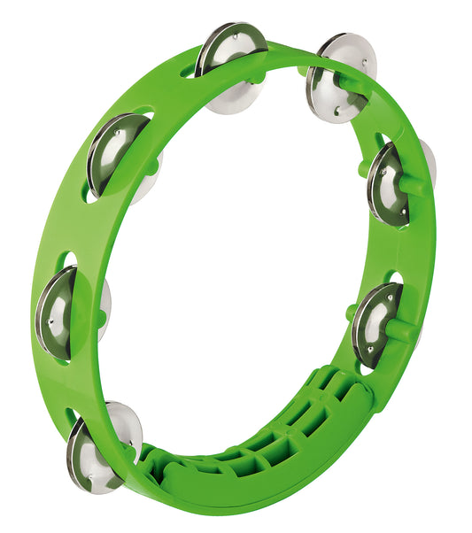 TAMBOURIN NINO ABS 8"/1 RANG VERT, CYMBALETTES ACIER INOXYDABLE, POIGNÉE EXTRA LARGE