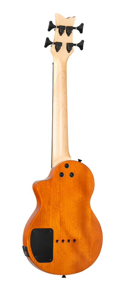 NEO-BS-TSB, modèle Ukebass, pan coupé, EQ MagusExpress, table érable flammé, corps okoumé, manche érable, housse, tobacco burst