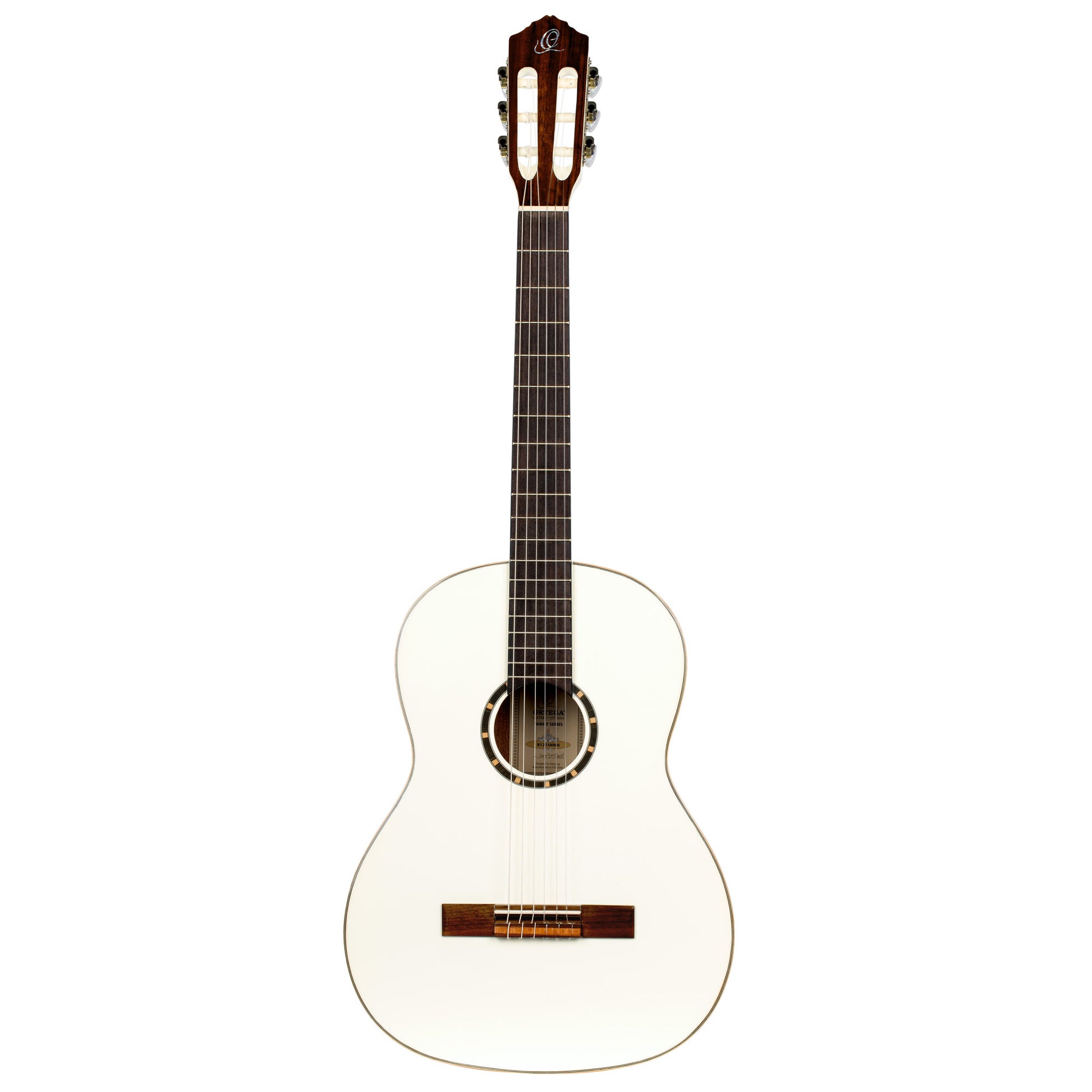 R121SNWH, modèle Slim Neck, table épicéa, fond & éclisses acajou, manche acajou (sillet 48 mm), housse, blanc brillant
