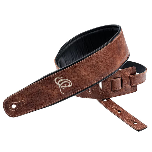 OSCL-5, courroie guitare, série Classic, face cuir, dos PVC (vegan), largeur 7 cm, longueur 145 cm, vintage caramel