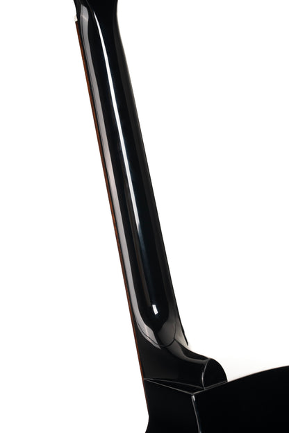 Earth 60 CE, pan coupé, table épicéa massif, fond & éclisses acajou, touche laurier, EQ CE304T, noir brillant