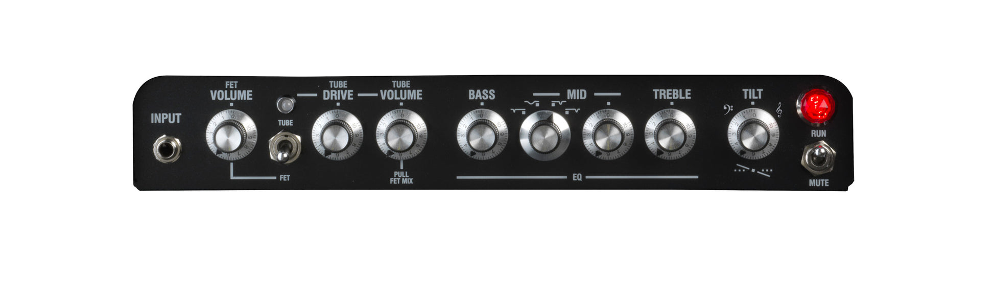 Tête basse amplifiée DB500H, amplification 500W Class D, pré-amplification type lampe et transistor, 2 canaux, EQ 3 bandes, noir