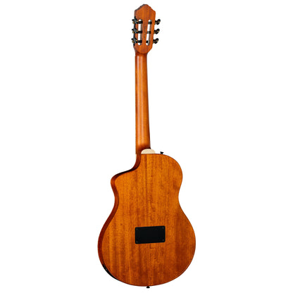 RTPDLX-FMA, modèle TourPlayer, EQ Magus X, corps okoumé, table érable flammé, sillet 48 mm, housse, bleu dégradé brillant