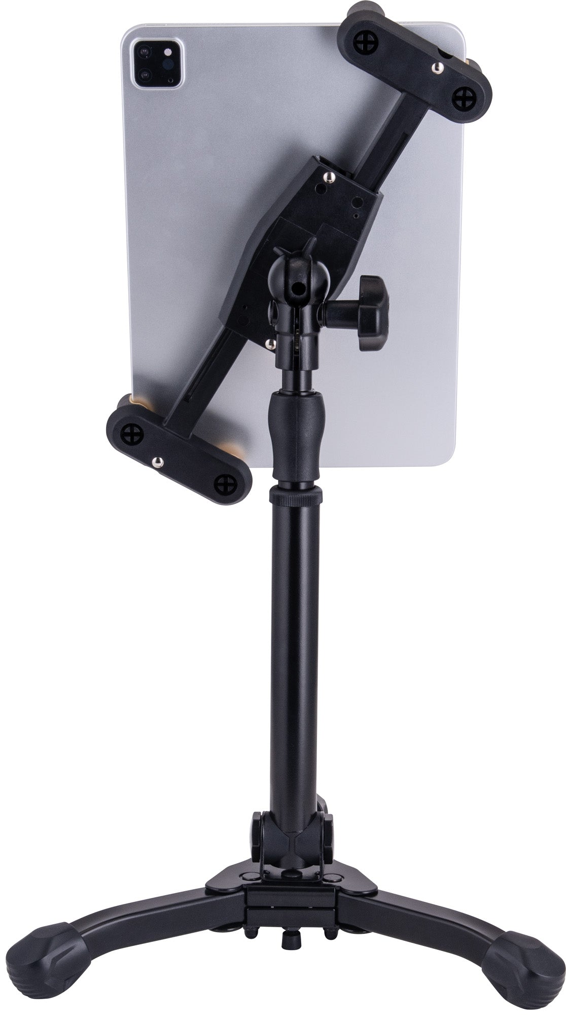 Support de table pour tablette et smartphone 6,1" à 13", hauteur 31,5 à 39,5 cm, rotation 360°, noir et jaune