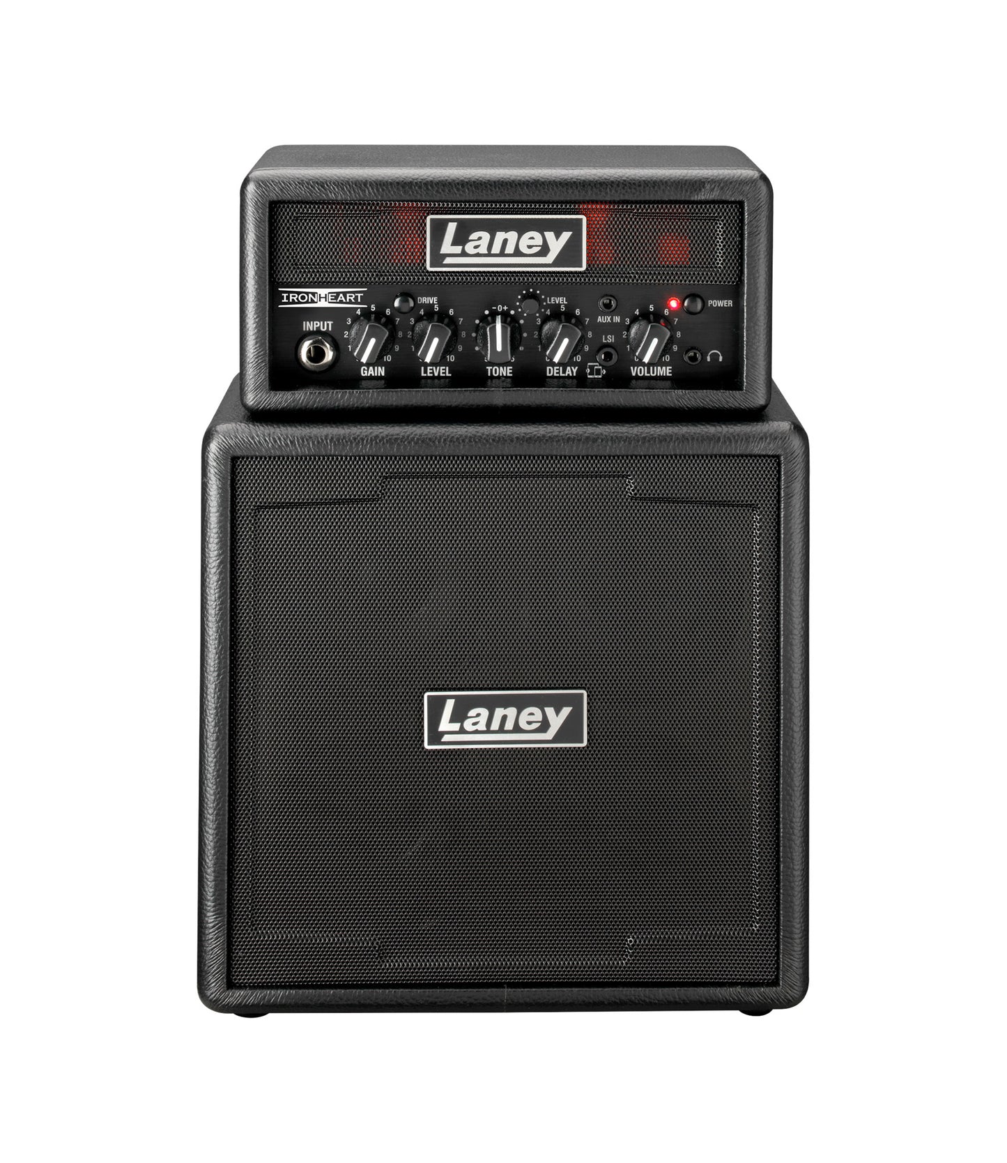 Ampli guitare MINISTACK-IRON stéréo 2x 3W, look Ironheart, 4 x HP 3", 2 canaux, connectique LSI, noir