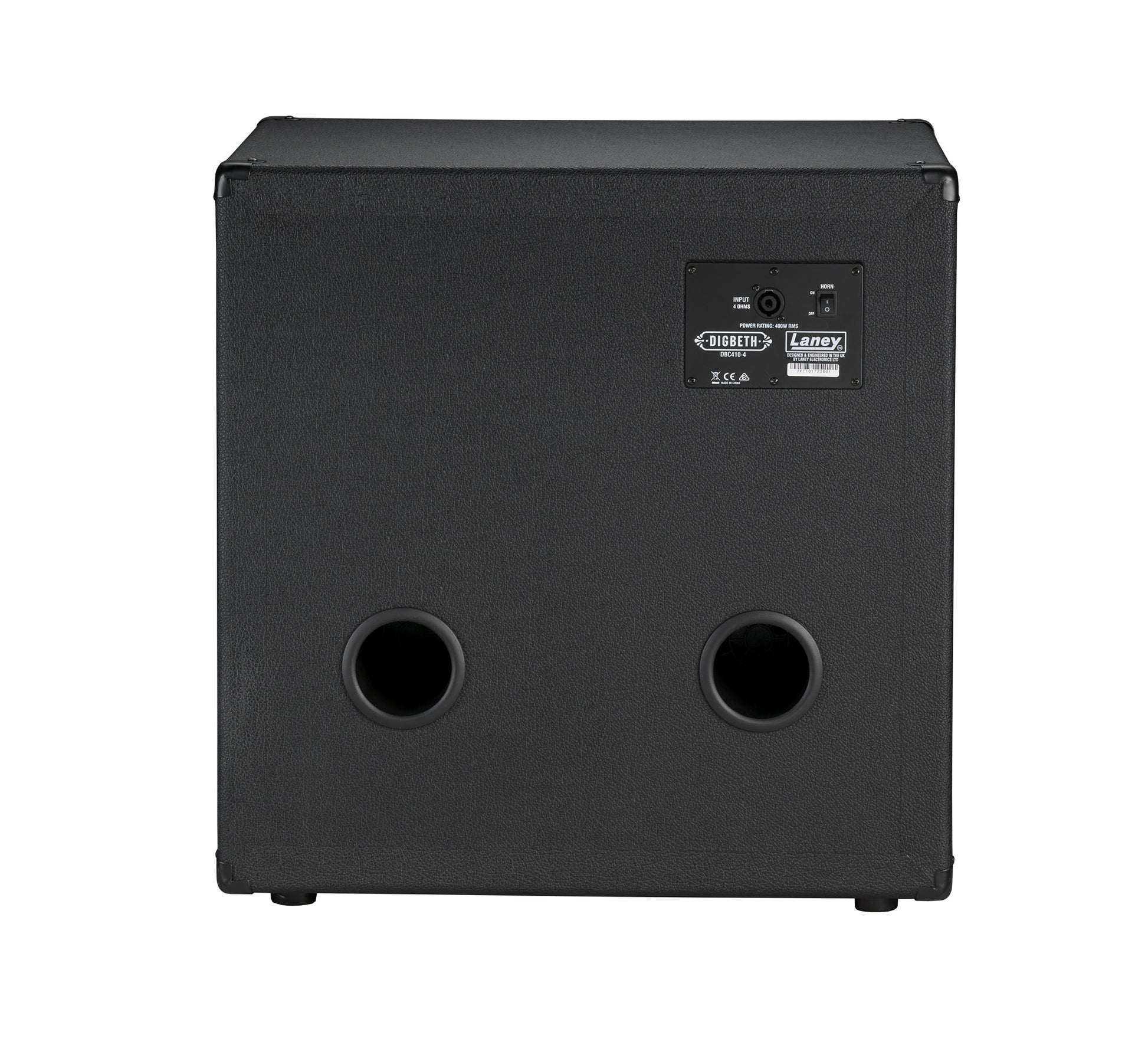 Enceinte basse DBC410-4, 400W @ 4 ohms, 4x HP 10" HH Blue Label, trompe piezo (On/Off), connecteur combiné Speakon/Jack, noir