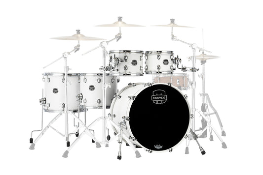 Batterie Saturn STUDIOEASE, 5 fûts en érable et noyer, sans accessoires, Satin White