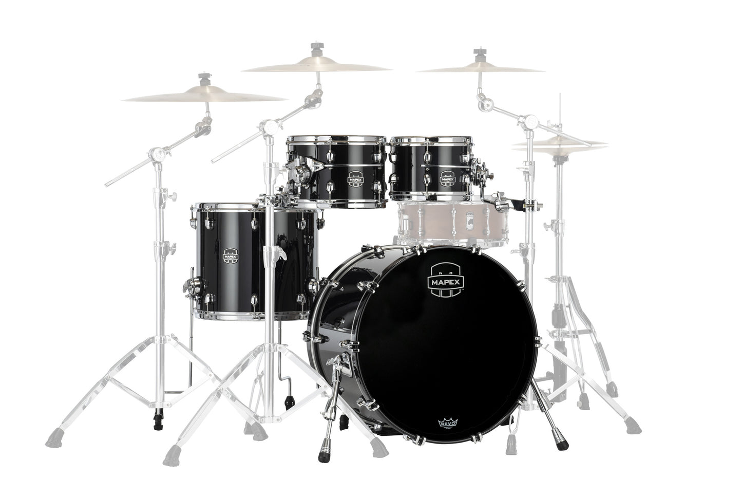 Batterie Mapex Saturn EVOLUTION STAGE 22, 4 fûts en érable et noyer, sans accessoires, Piano Black