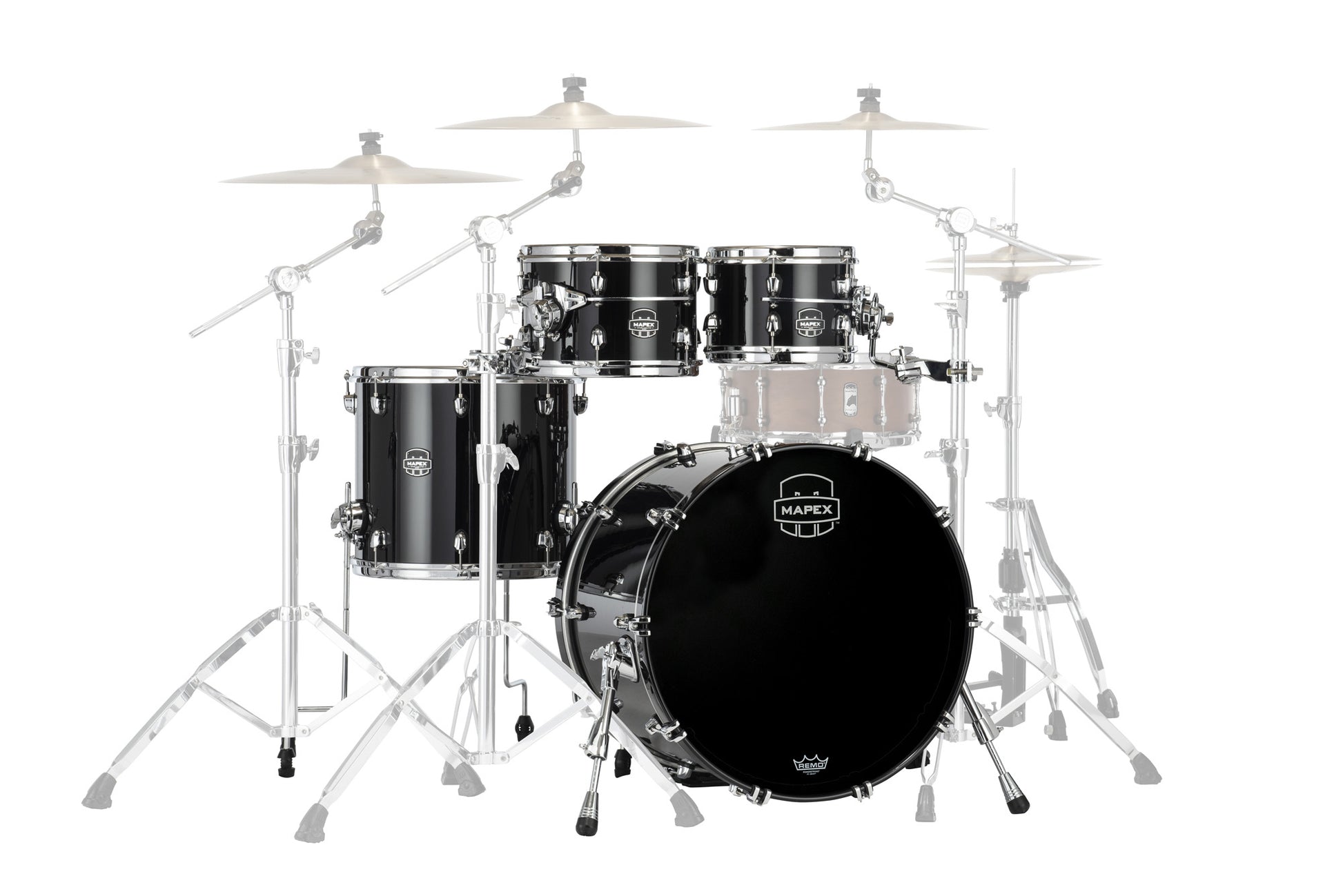Batterie Mapex Saturn EVOLUTION STAGE 22, 4 fûts en érable et noyer, sans accessoires, Piano Black