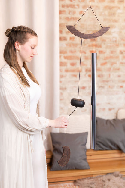 CHIMES SONIC ENERGY MOON 49", ARGENT