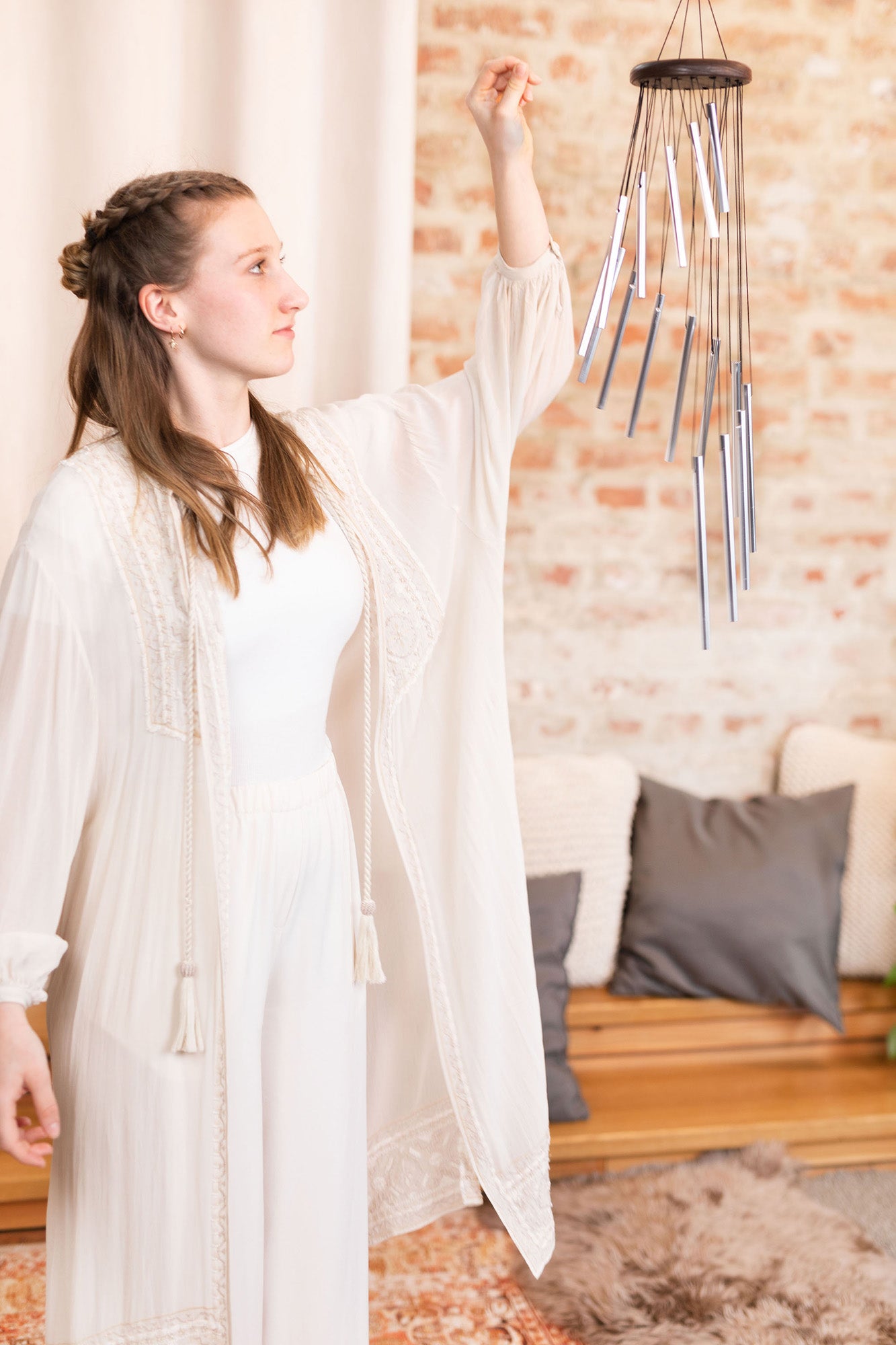 CHIMES SONIC ENERGY SPIRAL 29", ARGENT