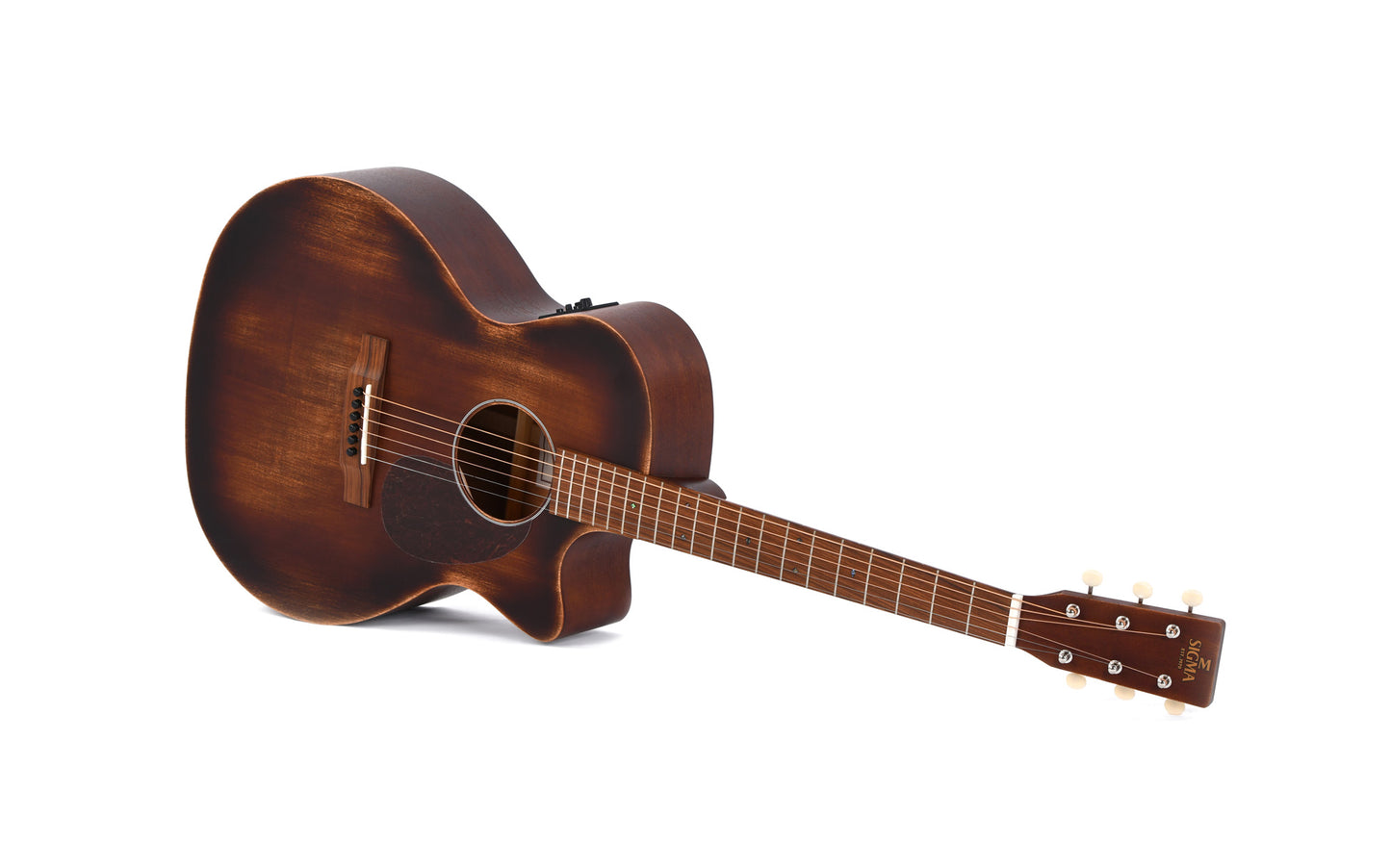 Modèle GMC-15E-AGED, Dreadnought, table acajou massif, f/e acajou, touche & chevalet pau ferro, EQ Fishman, naturel"vieilli"