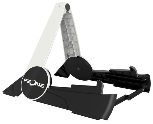 Support bas pour tous types de guitares et basses, stable et robuste, pliable (tient dans une housse), noir et blanc