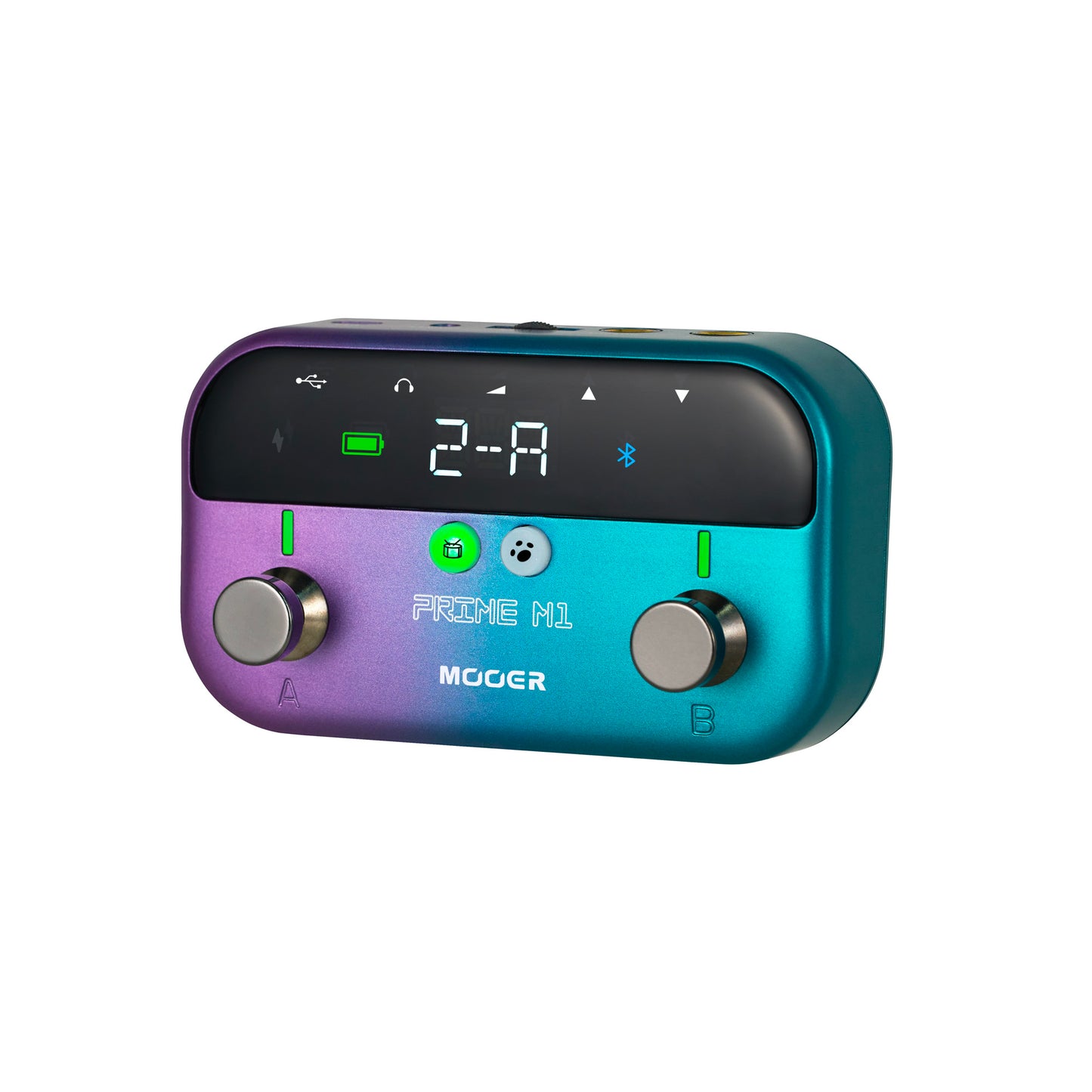 Multi-effets Prime M1, 128 effets, 21 simulations d'ampli, accordeur, boîtes à rythmes, looper, bluetooth, bleu violet pailleté