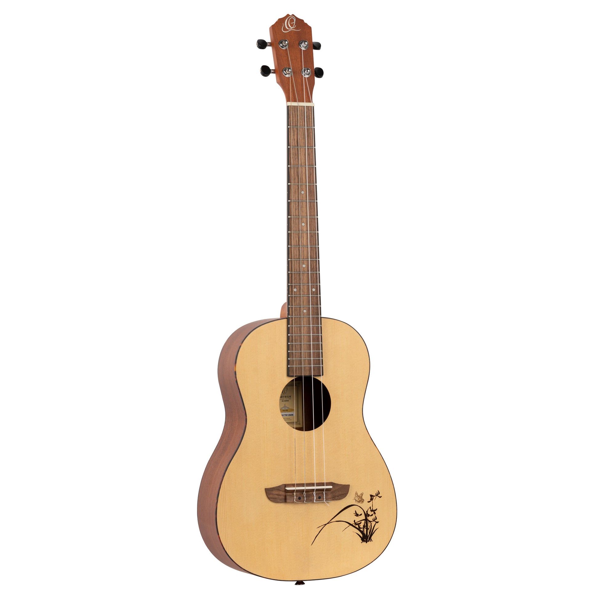 RU5-BA, modèle Baryton, table épicéa avec motif, fond & éclisses sapele, manche acajou, naturel satiné