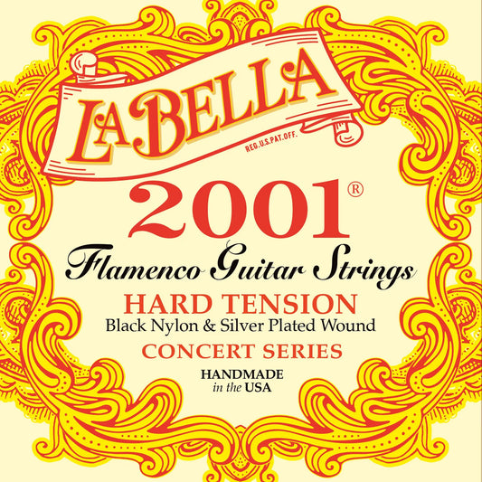 Jeu pour guitare classique 2001 FLAMENCO, aigus nylon noir, basses filées plaqué argent, tension Hard