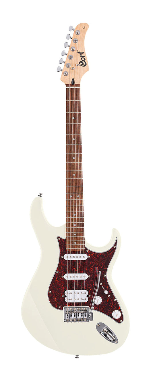 G115 SE, corps peuplier, manche érable, touche laurier indien, 3 micros Powersound (S/S/H), plaque tortoise, blanc brillant