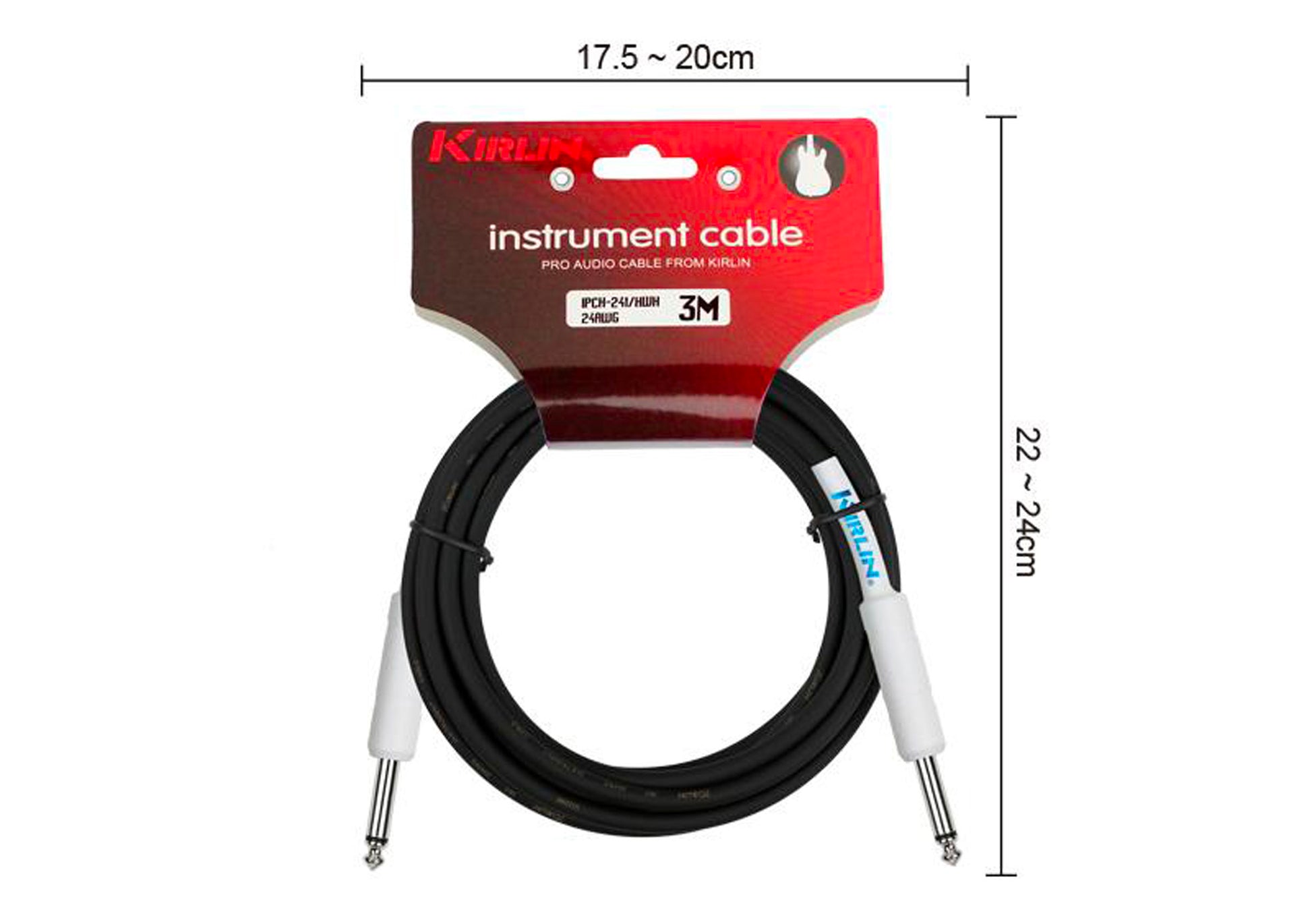 Câble instrument ENTRY Jack/Jack, 3 mètres, noir et blanc