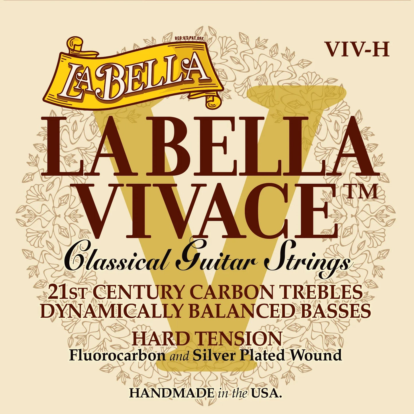 Jeu pour guitare classique LA BELLA VIVACE, aigus fluorocarbone, basses filées argent, tension Hard