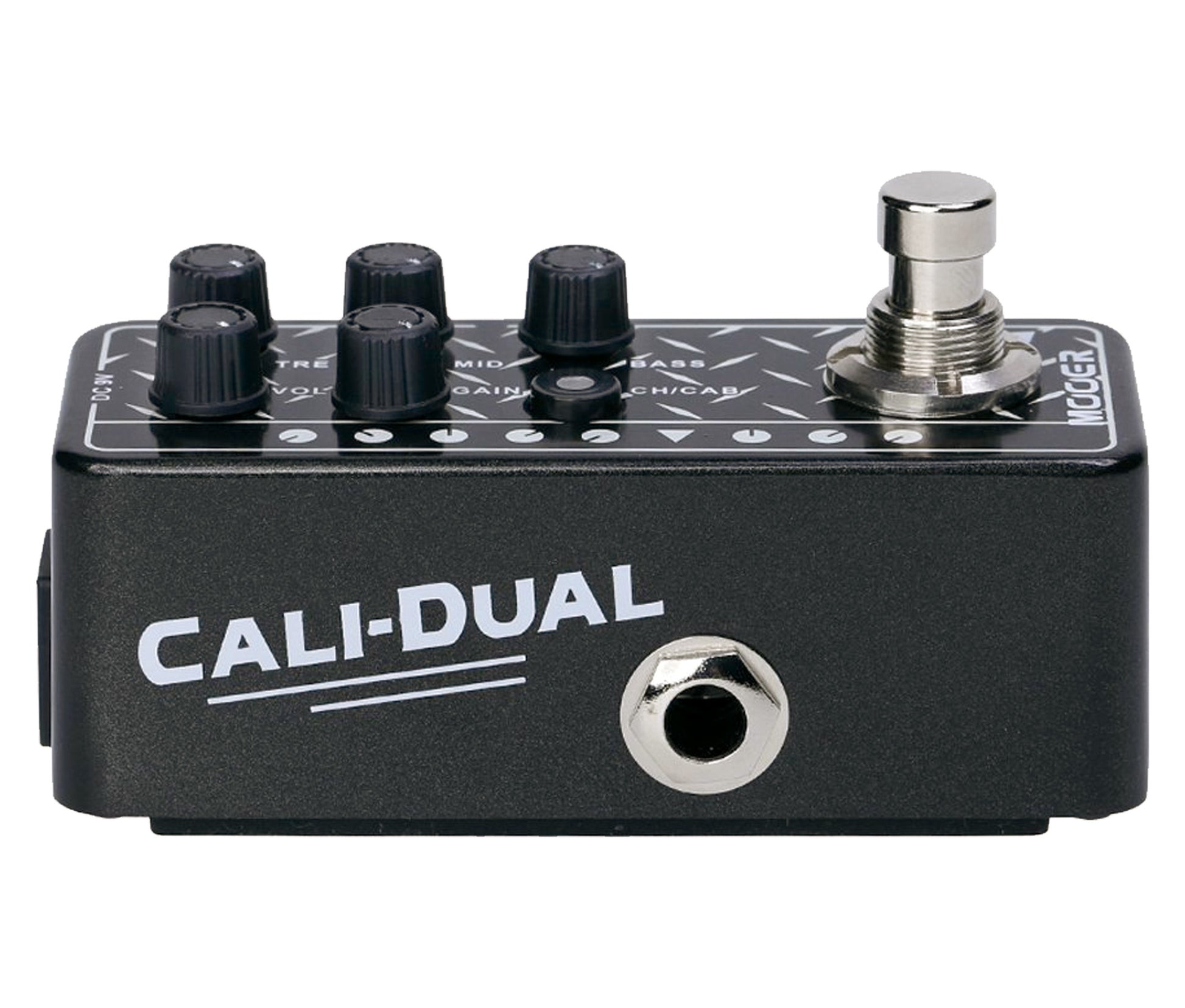 Pédale CALI-DUAL, préampli numérique type Rock US, deux canaux, EQ 3 bandes par canal, noir et blanc