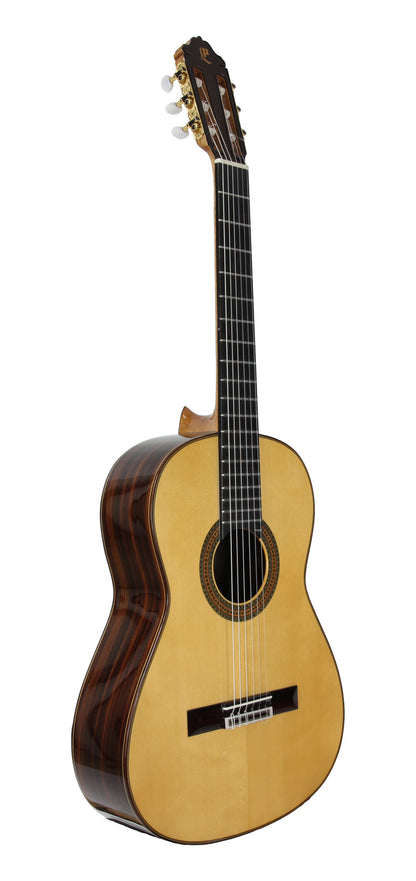 CONSERVATORY SP, table épicéa massif, f/e palissandre indien massif, barrage lattice, touche ébène, soft case