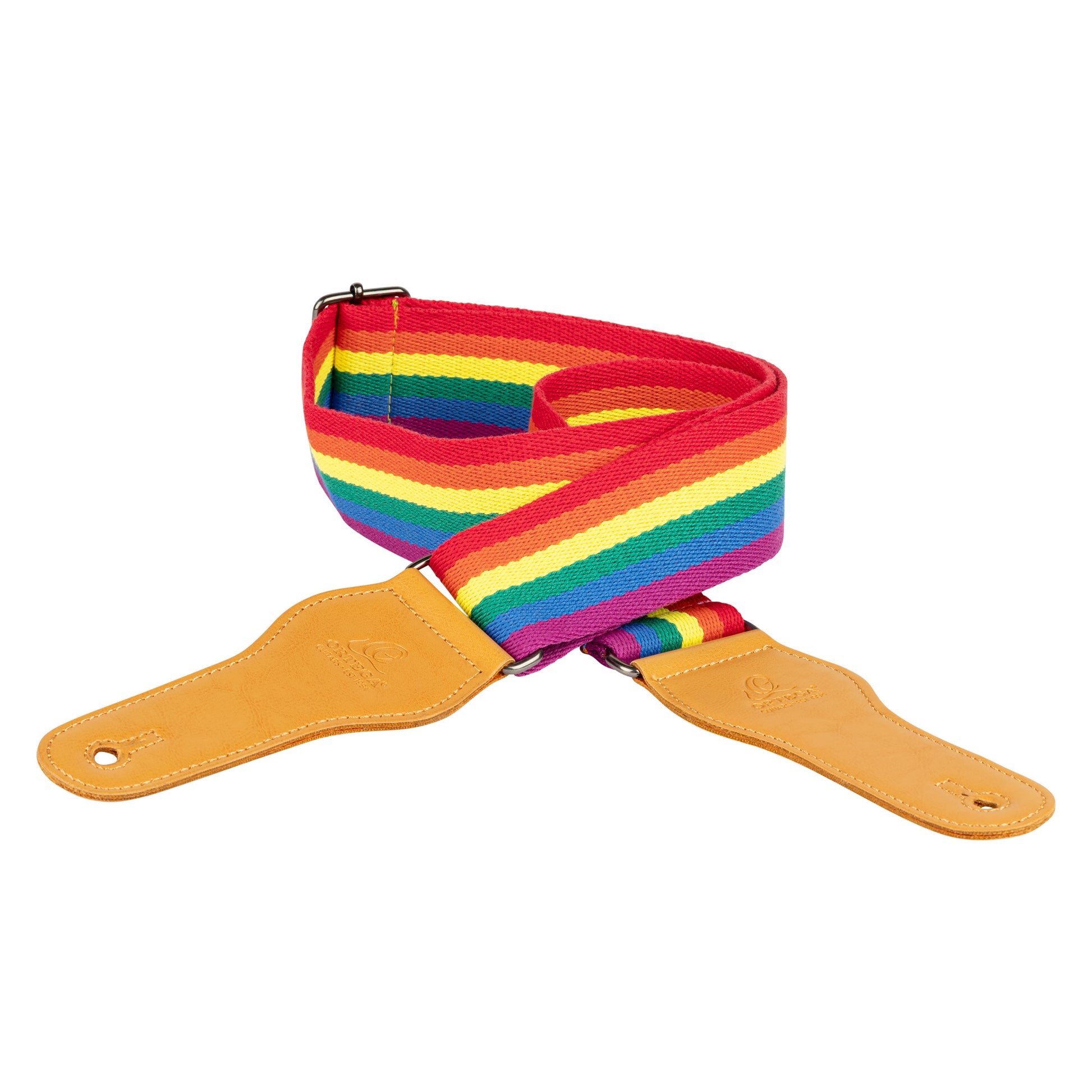 Courroie guitare, 100% coton, extrémités simili cuir, largeur 4.9 cm, longueur jusqu'à 158 cm, pride