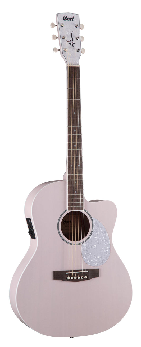 Jade Classic, table acajou, f/e acajou, manche acajou, touche laurier, EQ Cort CE304T, avec housse, rose pastel pores ouverts