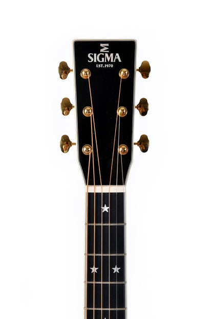 Modèle DT-42 NASHVILLE, édition spéciale, Dreadnought, table épicéa massif, f/e tilia, binding abalone, étui, noir brillant